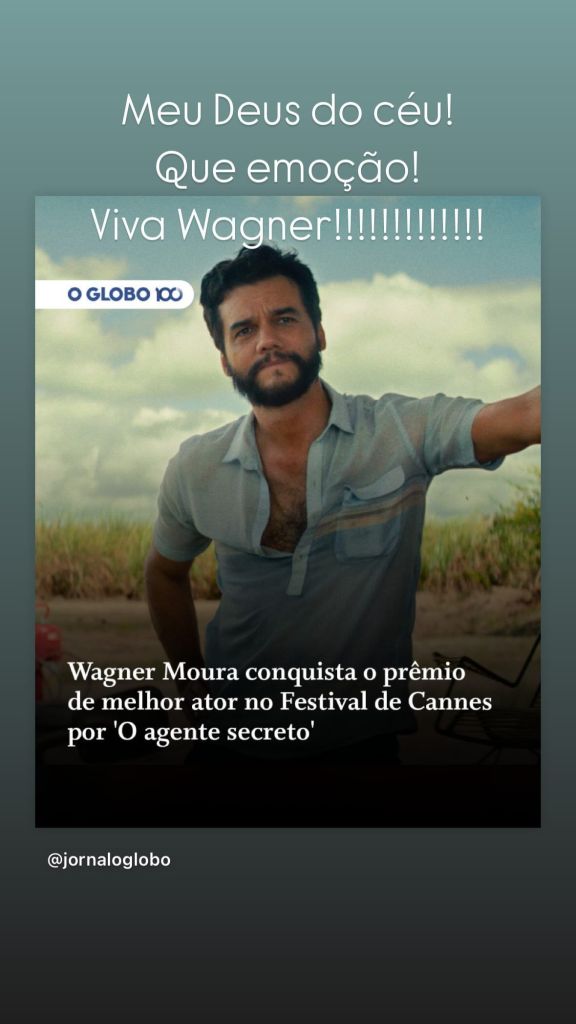 Humberto Carrão celebra vitória de Wagner Moura em Cannes
