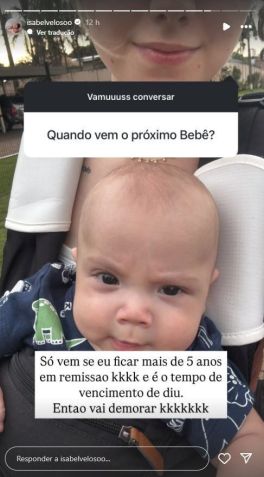 Isabel Veloso falou sobre a possibilidade de ter outro filho • Instagram/Isabel Veloso