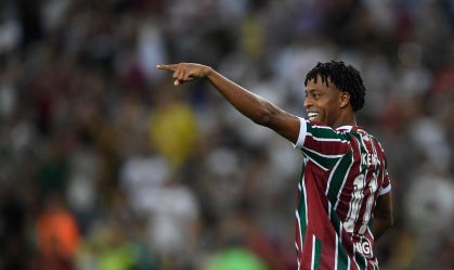 Keno comemora um dos gols da vitória do Fluminense sobre o Unión Española, pela Sul-Americana