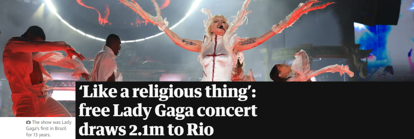 Matéria do The Guardian sobre show da Lady Gaga • Reprodução