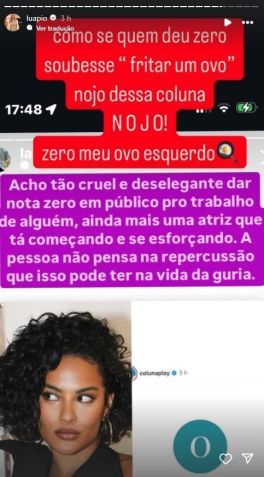 Luana Piovani criticou avaliação de nota zero para a atriz Bella Campos • Instagram/Luana Piovani