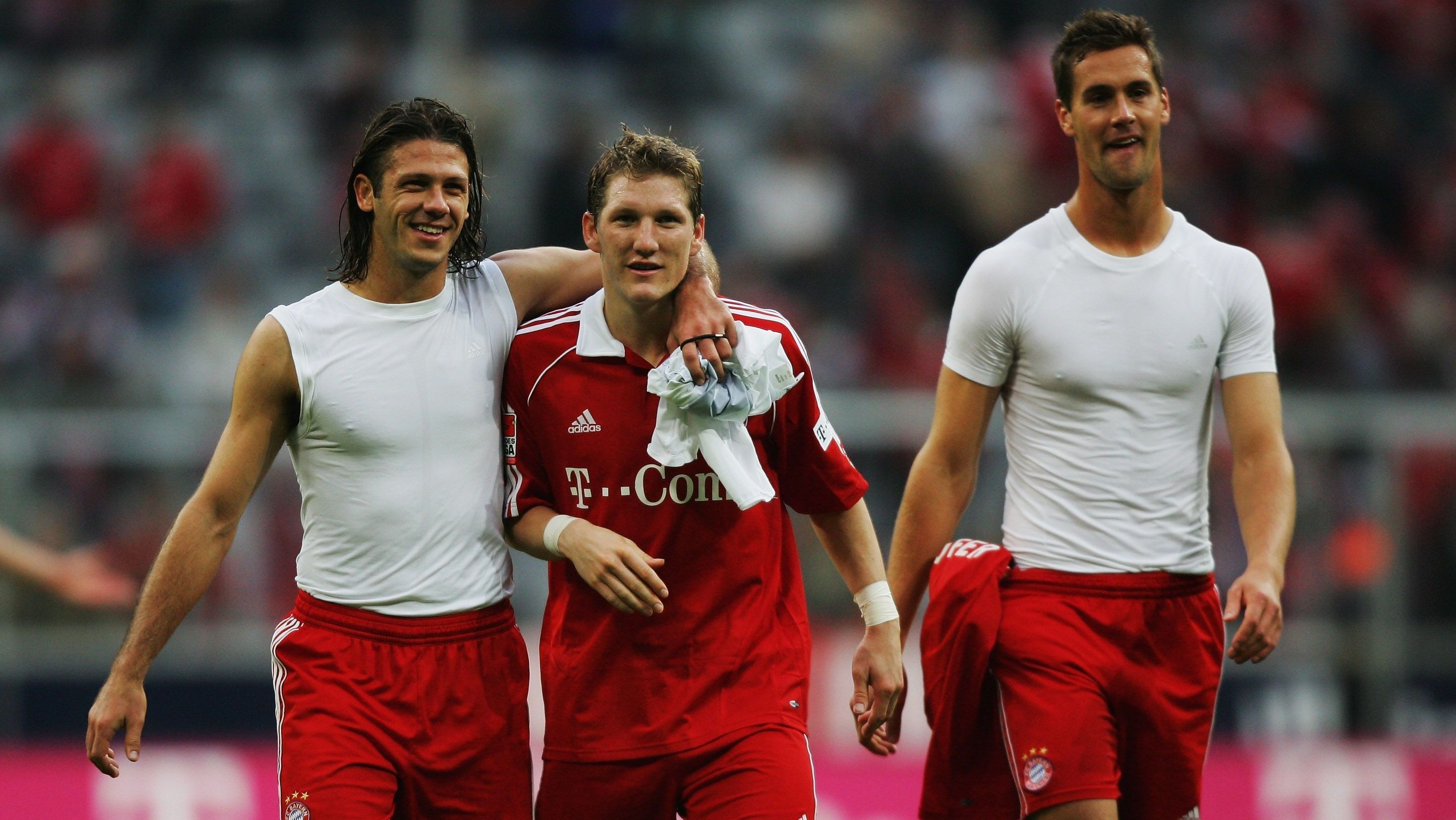 Martin Demichelis, Bastian Schweinsteiger e Stefan Maierhofer pelo Bayern de Munique em 2006