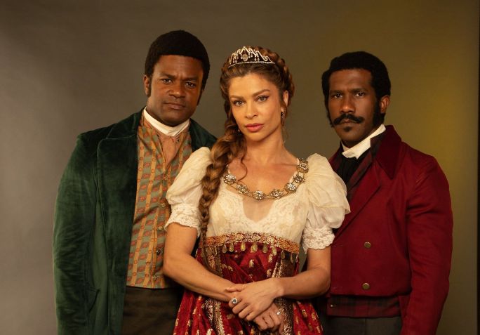 Davi Júnior, Grazi Massafera e André Luiz Miranda na novela "Dona Beja", prevista para 2026 na HBO Max • Divulgação/ Max