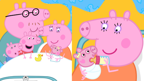Família de Peppa Pig cresceu com uma nova irmãzinha, Evie