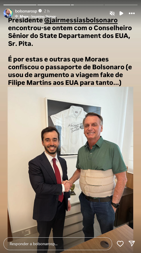 Ex-presidente Ricardo Pita, conselheiro sênior do Departamento de Estado dos EUA para o Hemisfério Ocidental • 06/05/2025-Reprodução/Instagram/@bolsonarosp