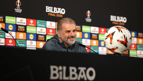 Ange Postecoglou, técnico do Tottenham, em entrevista antes da final da Europa League