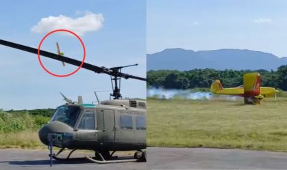 Vídeo: avião faz pouso de emergência durante evento no Museu Aeroespacial