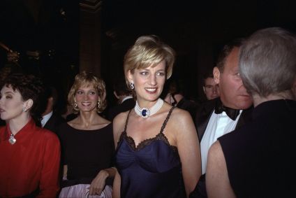 Princesa Diana no baile do Met Gala em 1996