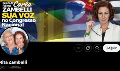 Perfil de Carla (agora, de Rita Zambelli) no X tem 2,6 milhões de seguidores; no Instagram, 3,7 milhões
