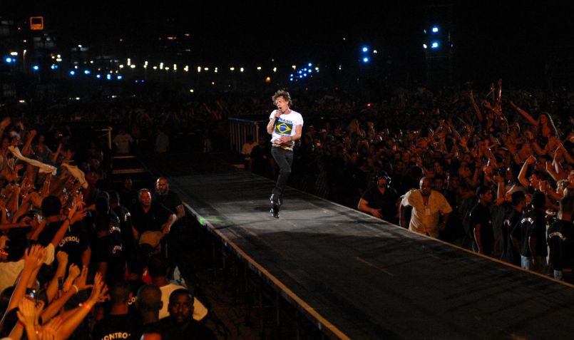 Mick Jagger no show em Copacabana em 2006 • Brian Rasic/Getty Images