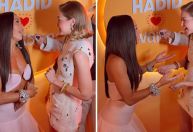 Sabrina Sato mostra encontro com Gigi Hadid em Nova York