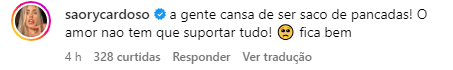 Ex de Marcello Novaes, Saory Cardoso comenta em post de Guilherme Leonel sobre o fim de seu casamento com Carol Nakamura • Instagram
