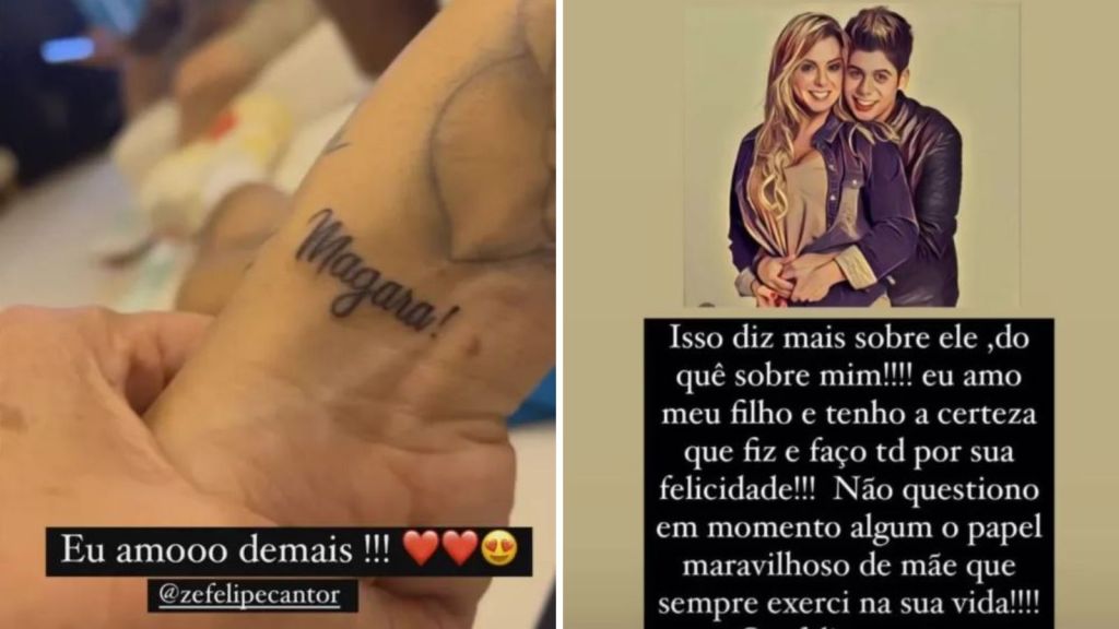 Zé Felipe tem tatuagem em homenagem a ex-sogra no pulso