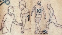 Jogador do Atlético-MG faz tatuagens de Hulk e Neymar; veja fotos