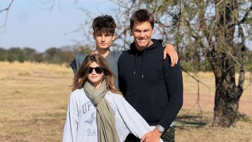 Tom Brady com seus dois filhos com Gisele Bündchen: Vivian e Benjamin