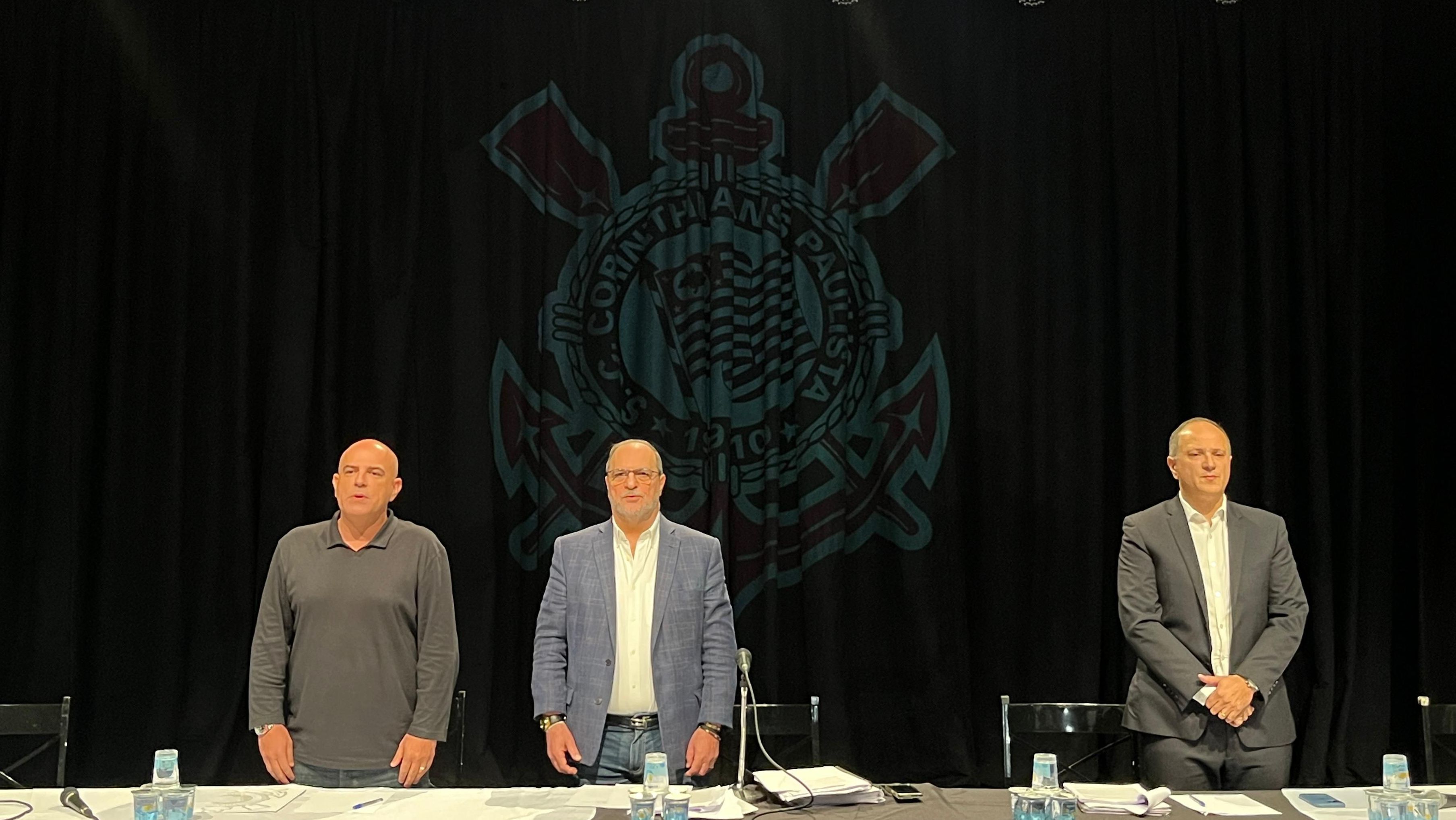 Romeu Tuma Jr., presidente do Conselho Deliberativo do Corinthians, em coletiva de imprensa
