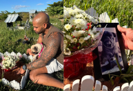 Ex-BBB Cezar Black visita túmulo de seu cachorro, Rocco