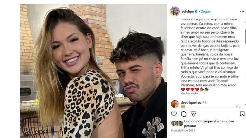 Zé Felipe já publicou foto similar com Virginia em 2021 • Instagram/Zé Felipe