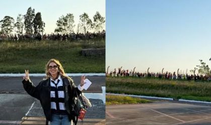 Virginia se choca com multidão que foi vê-la decolar em jatinho