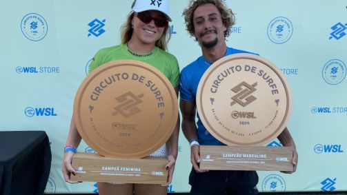 Laura Raupp e Mateus Sena campeões do Circuito Banco do Brasil de Surfe 2024