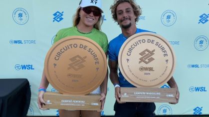 Laura Raupp e Mateus Sena campeões do Circuito Banco do Brasil de Surfe 2024