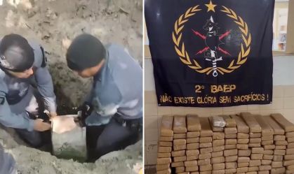 Polícia encontra mais de 100 kg de maconha enterrada em São Vicente (SP)