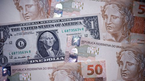 Notas de real e dólar