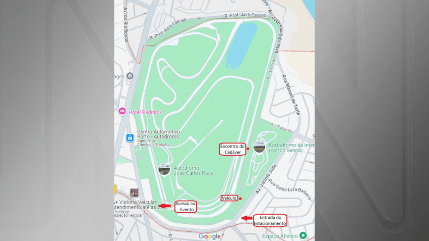 Mapa feito pelos investigadores mostra possível trajeto feito por empresário • Reprodução