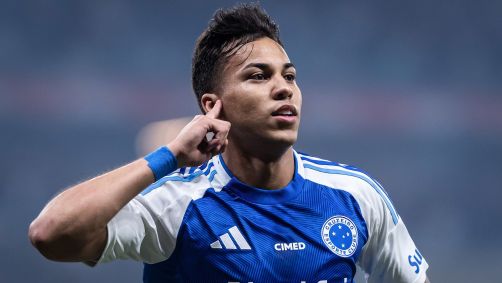 Kaio Jorge comemora gol em Cruzeiro x Palmeiras, no Mineirão