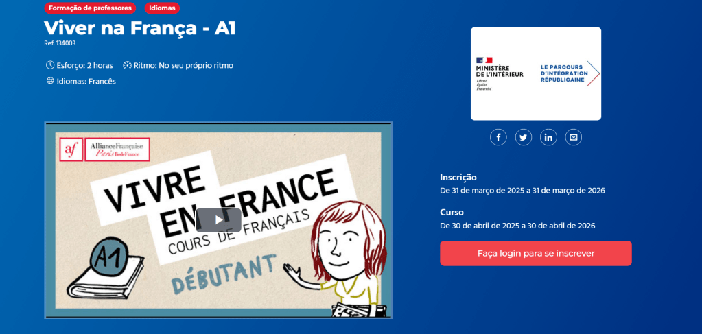 Página do Ministério do Interior da França