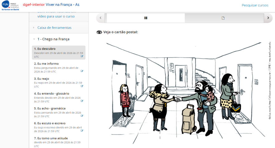 Curso de francês oferecido pelo Ministério da França é de nível iniciante • Reprodução/Ministério do Interior da França