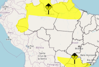 Alerta amarelo: Norte e Centro-Sul do país devem ter chuva intensa hoje