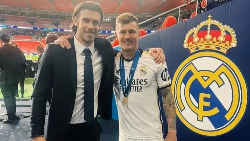 Gareth Bale e Toni Kroos após última conquista do Real Madrid na Champions League em 2024