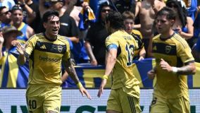 Jogadores do Boca comemoram gol