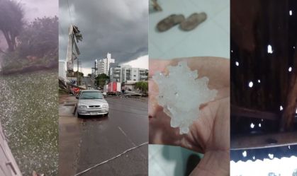 Temporais com vendaval e queda de granizo afetam cidades em Santa Catarina