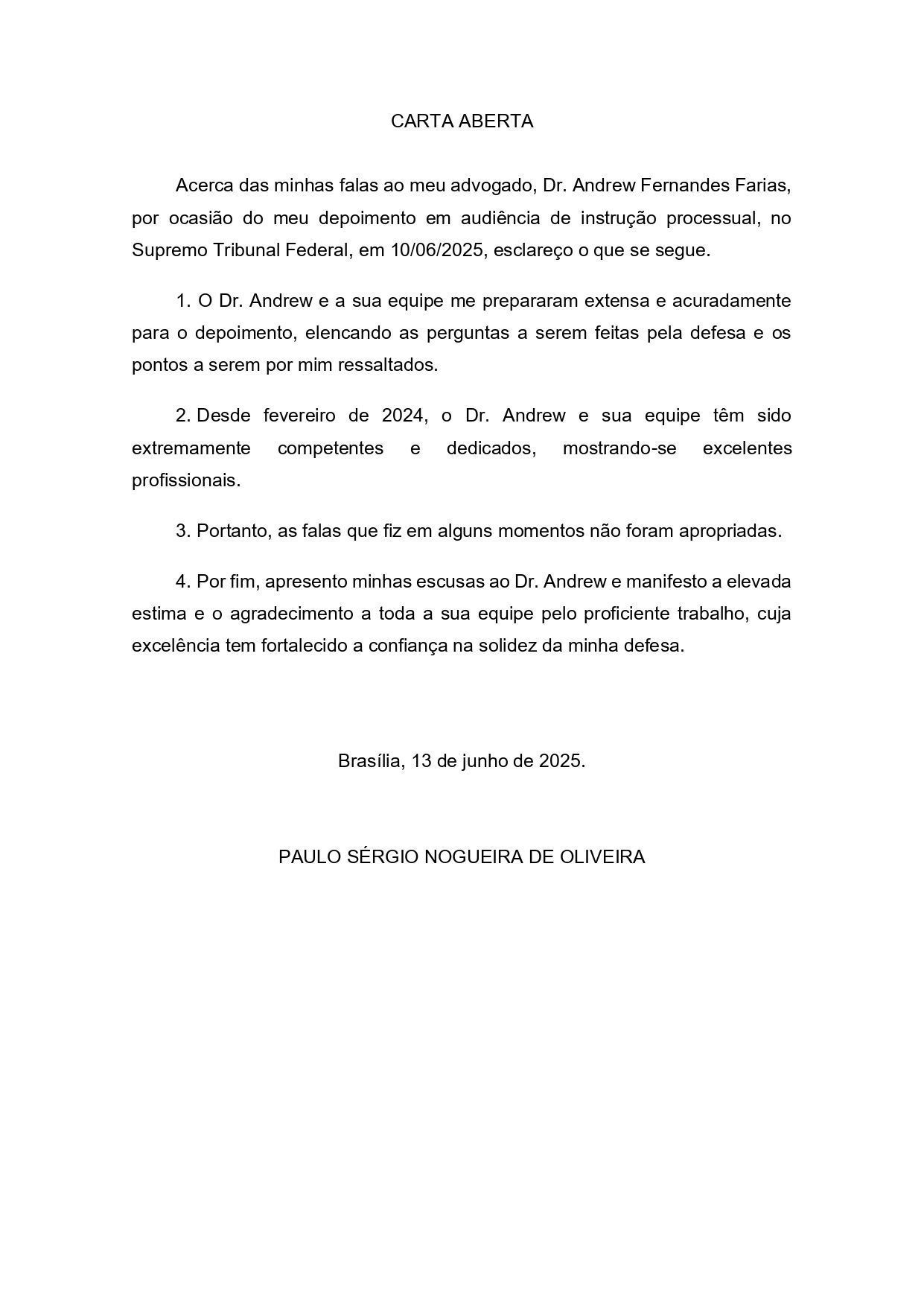 Carta aberta do general Paulo Sérgio Nogueira de Oliveira •