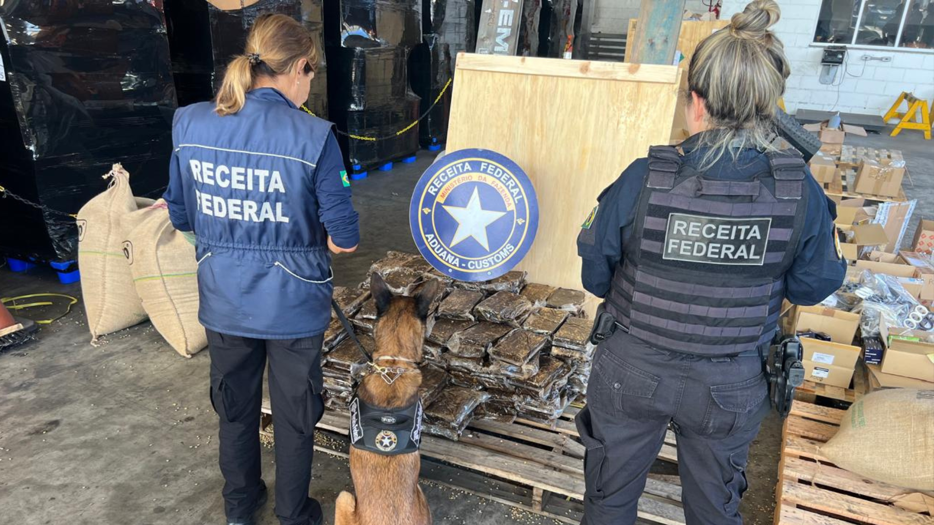 Imagem mostra drogas apreendidas nesta sexta-feira (13), no Porto do Rio