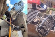 Vídeo: motorista perde controle e carro vai parar em telhado de casa em BH