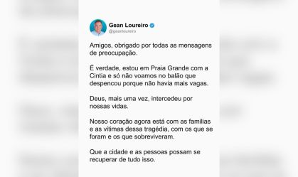 "Sem vagas": ex-prefeito de Florianópolis diz que voaria em balão que caiu