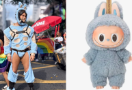 Carmo Dalla Vecchia curte Parada do Orgulho LGBT+ vestido de Labubu; veja