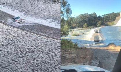 Vídeo: carro atravessa barragem coberta por água no Rio Grande do Sul