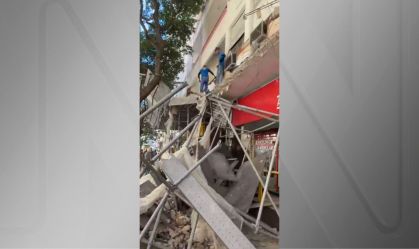 Estrutura cedeu na manhã desta quarta-feira (18) na Zona Sul do Rio; imagem