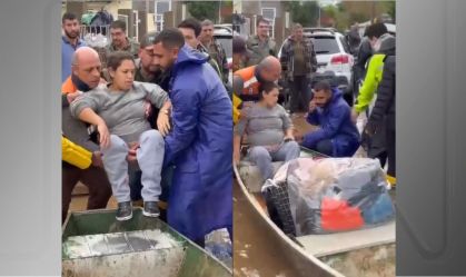 Mulher entra em trabalho de parto durante enchente no RS; veja vídeo