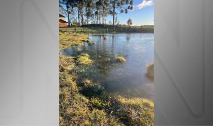 Imagem de destaque do post: Frio congela lago no RS; Mínima foi de -4,9 ºC nos Campos de Cima da Serra