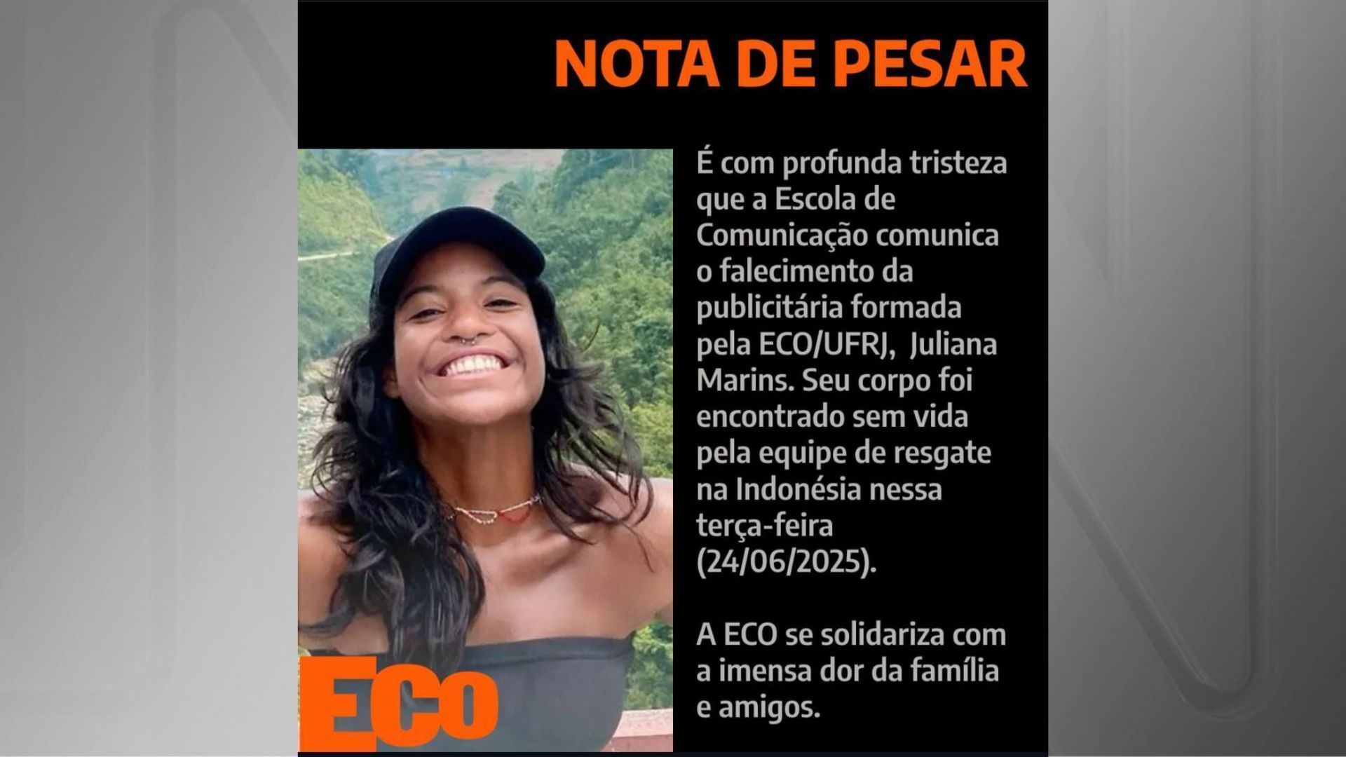 Imagem de destaque do post: UFRJ lamenta morte de Juliana Marins na Indonésia