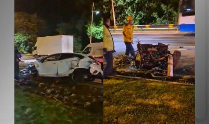 Motor "voa' de carro após capotamento em Florianópolis