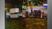 Motor "voa' de carro após capotamento em Florianópolis