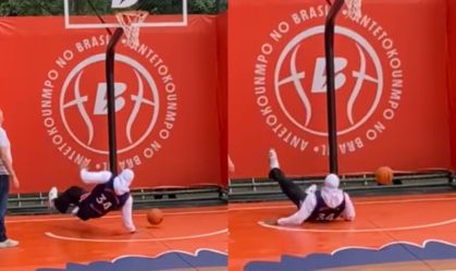 Giannis Antetokounmpo leva tombo durante inauguração de quadra no Rio