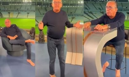 Galvão Bueno surge descalço no Maracanã; entenda o motivo