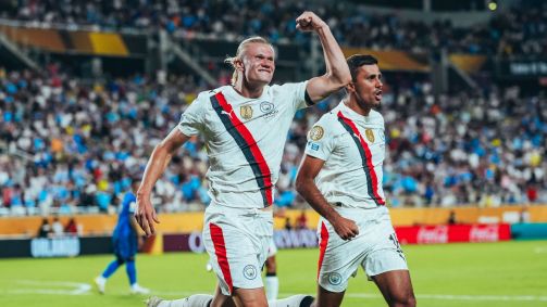 Haaland comemora gol contra o Al-Hilal